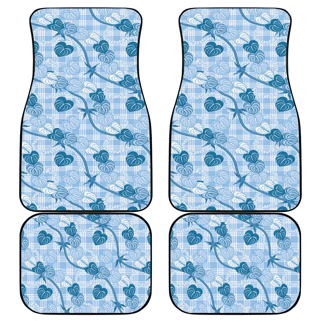 Anthurium Pikake Ti Leaf Palaka Car Mats Blue Version LT01 - Polynesian Pride