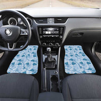 Anthurium Pikake Ti Leaf Palaka Car Mats Blue Version LT01 Set 2pcs - Front Blue - Polynesian Pride