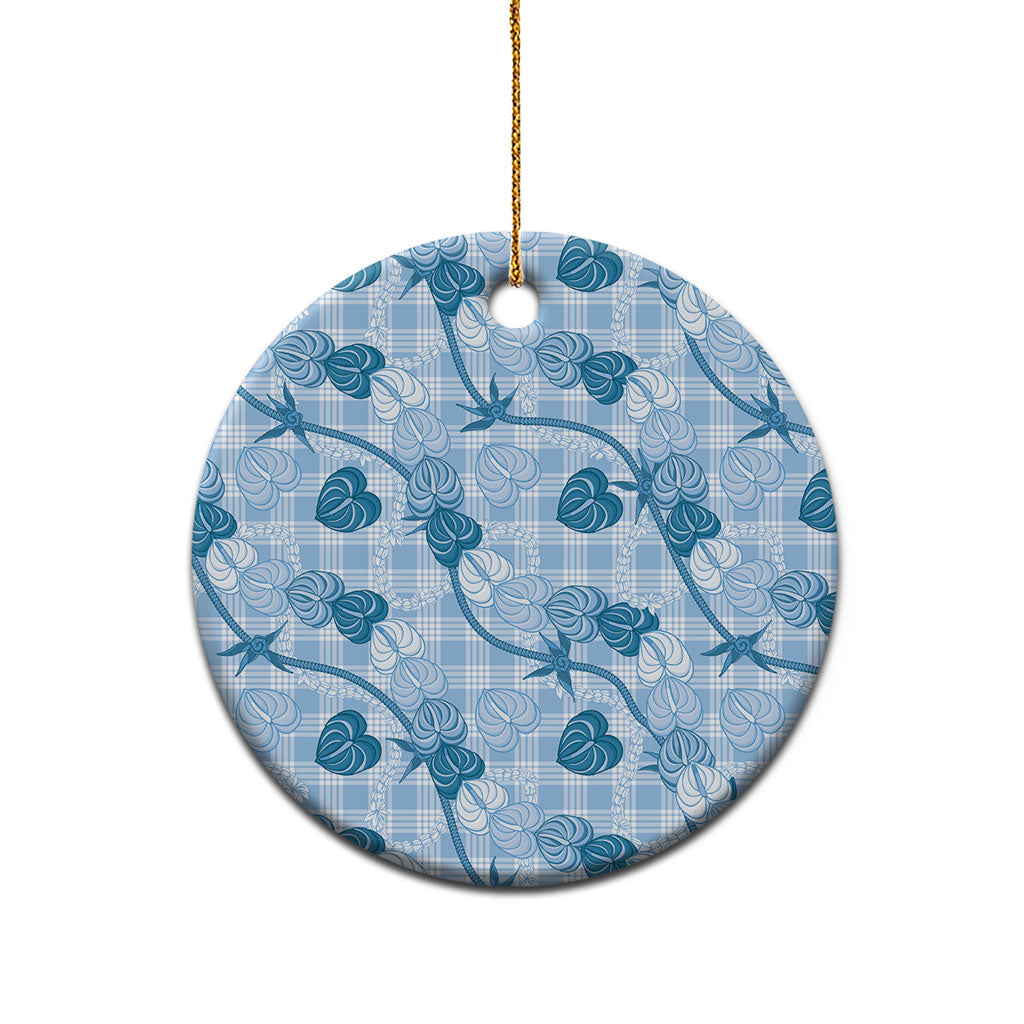 Anthurium Pikake Ti Leaf Palaka Ceramic Ornament Blue Version LT01 - Polynesian Pride