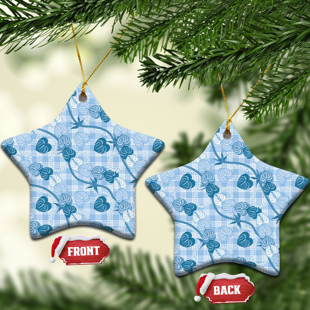 Anthurium Pikake Ti Leaf Palaka Ceramic Ornament Blue Version LT01 Star Blue - Polynesian Pride