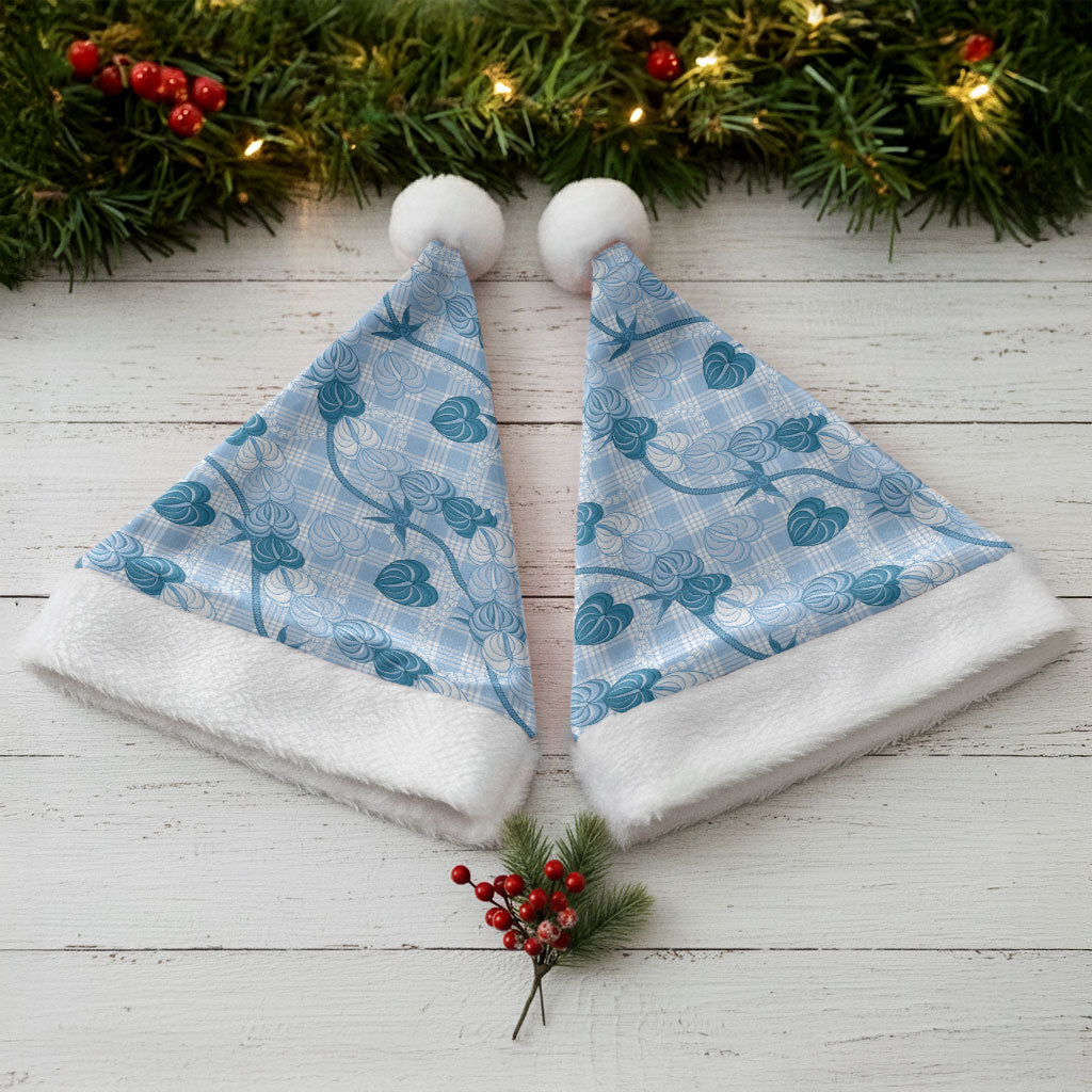 Anthurium Pikake Ti Leaf Palaka Christmas Santa Hat Blue Version LT01 - Polynesian Pride