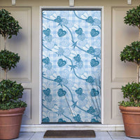 Anthurium Pikake Ti Leaf Palaka Door Cover Blue Version LT01 Blue - Polynesian Pride