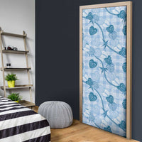 Anthurium Pikake Ti Leaf Palaka Door Cover Blue Version LT01 - Polynesian Pride