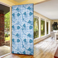 Anthurium Pikake Ti Leaf Palaka Door Cover Blue Version LT01 - Polynesian Pride