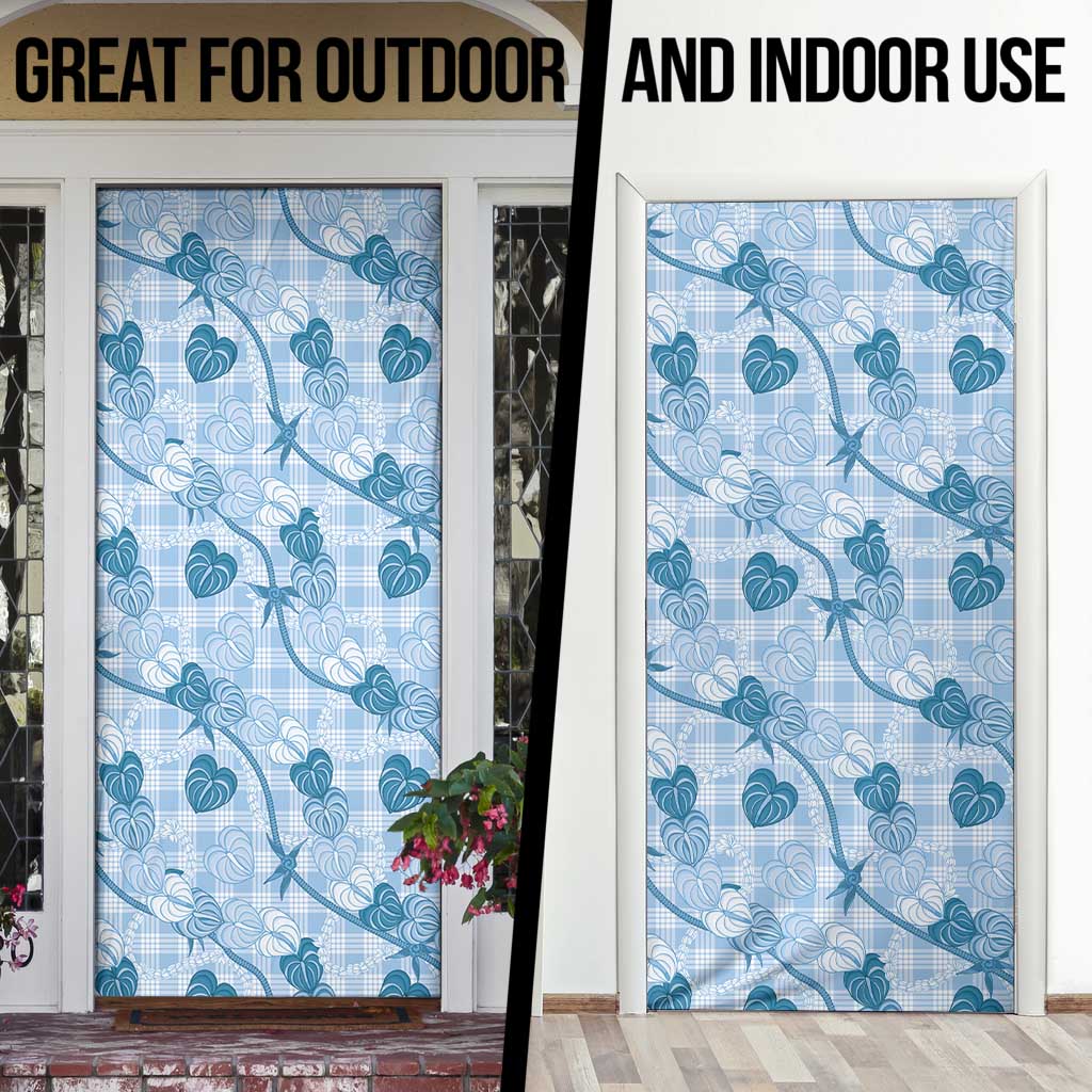 Anthurium Pikake Ti Leaf Palaka Door Cover Blue Version LT01 - Polynesian Pride