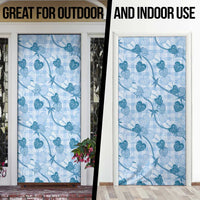 Anthurium Pikake Ti Leaf Palaka Door Cover Blue Version LT01 - Polynesian Pride