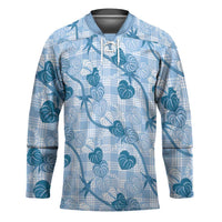 Anthurium Pikake Ti Leaf Palaka Hockey Jersey Blue Version LT01 Unisex Blue - Polynesian Pride