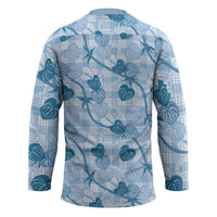 Anthurium Pikake Ti Leaf Palaka Hockey Jersey Blue Version LT01 - Polynesian Pride