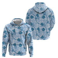 Anthurium Pikake Ti Leaf Palaka Hoodie Blue Version LT01 - Polynesian Pride