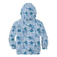 Anthurium Pikake Ti Leaf Palaka Kid Hoodie Blue Version LT01 - Polynesian Pride