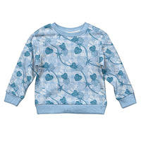 Anthurium Pikake Ti Leaf Palaka Kid Ugly Christmas Sweater Blue Version LT01 Kid Blue - Polynesian Pride