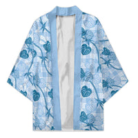 Anthurium Pikake Ti Leaf Palaka Kimono Blue Version LT01 Unisex Blue - Polynesian Pride