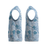 Anthurium Pikake Ti Leaf Palaka Christmas Knitted V-Neck Vest Blue Version LT01 - Polynesian Pride
