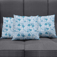Anthurium Pikake Ti Leaf Palaka Pillow Cover Blue Version LT01 - Polynesian Pride