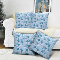 Anthurium Pikake Ti Leaf Palaka Pillow Cover Blue Version LT01 - Polynesian Pride