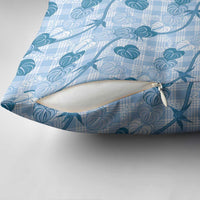 Anthurium Pikake Ti Leaf Palaka Pillow Cover Blue Version LT01 - Polynesian Pride