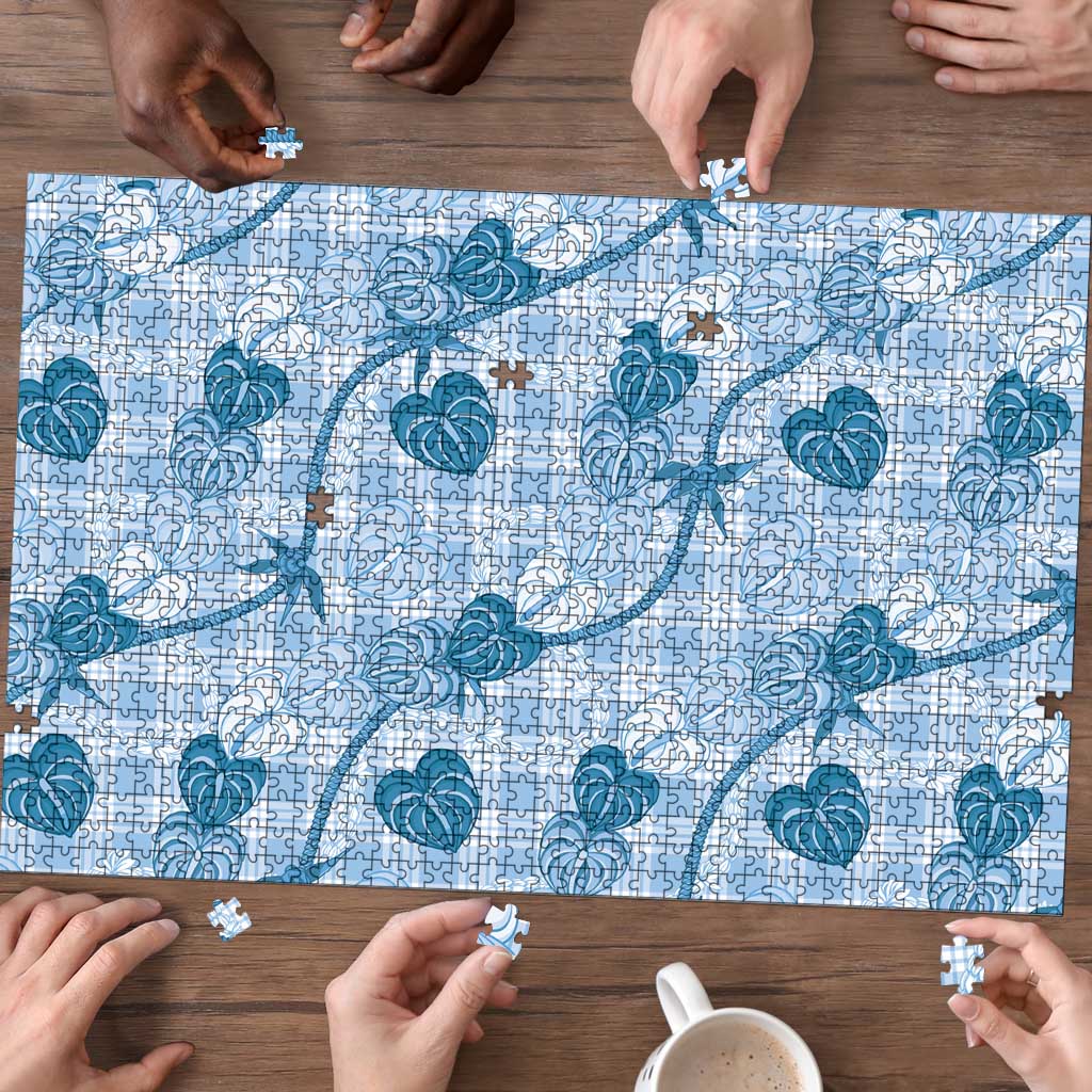 Anthurium Pikake Ti Leaf Palaka Puzzle Blue Version LT01 - Polynesian Pride