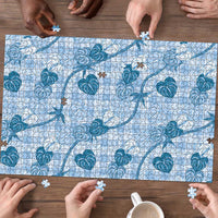 Anthurium Pikake Ti Leaf Palaka Puzzle Blue Version LT01 - Polynesian Pride