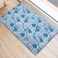 Anthurium Pikake Ti Leaf Palaka Rubber Doormat Blue Version LT01 - Polynesian Pride