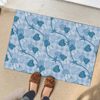 Anthurium Pikake Ti Leaf Palaka Rubber Doormat Blue Version LT01 - Polynesian Pride