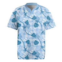 Anthurium Pikake Ti Leaf Palaka Rugby Jersey Blue Version LT01 Blue - Polynesian Pride