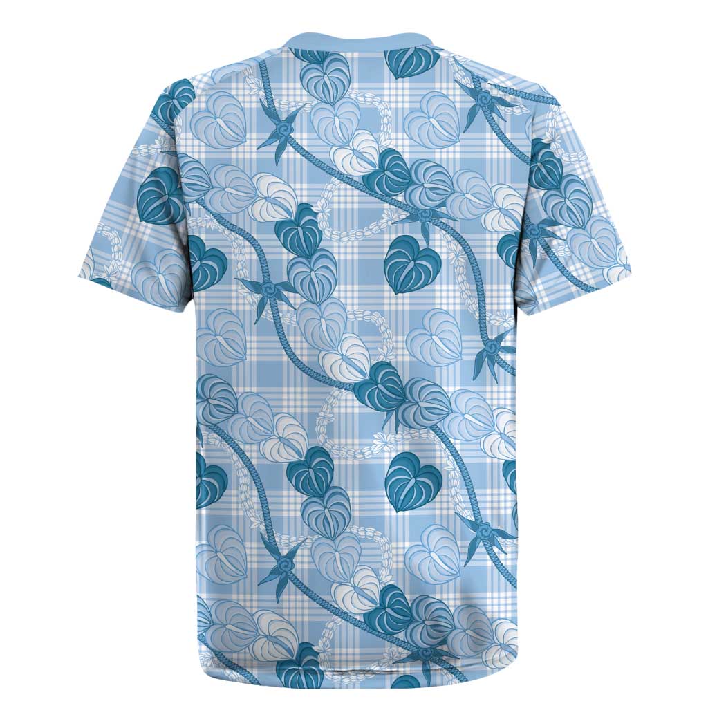 Anthurium Pikake Ti Leaf Palaka Rugby Jersey Blue Version LT01 - Polynesian Pride