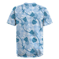Anthurium Pikake Ti Leaf Palaka Rugby Jersey Blue Version LT01 - Polynesian Pride