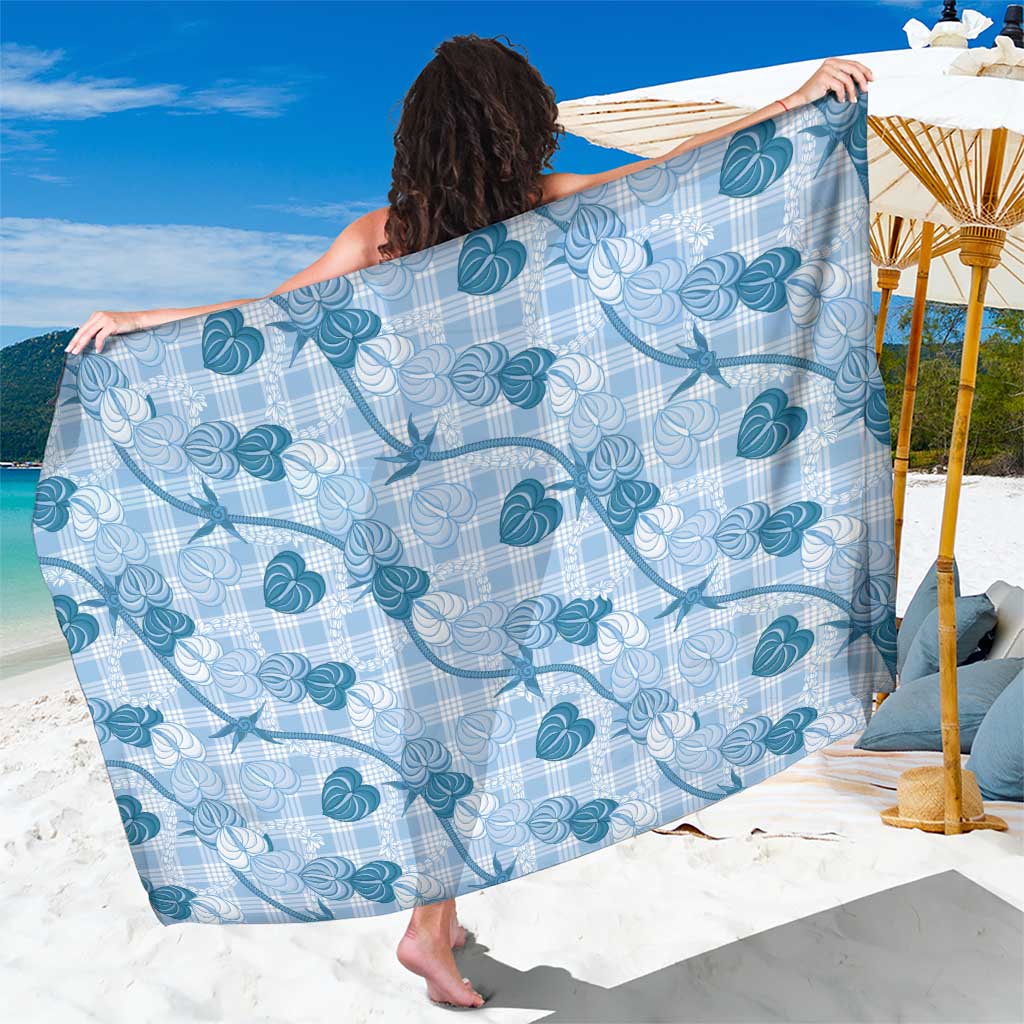 Anthurium Pikake Ti Leaf Palaka Sarong Blue Version LT01 One Size 44 x 66 inches Blue - Polynesian Pride