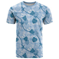 Anthurium Pikake Ti Leaf Palaka T Shirt Blue Version LT01 Blue - Polynesian Pride