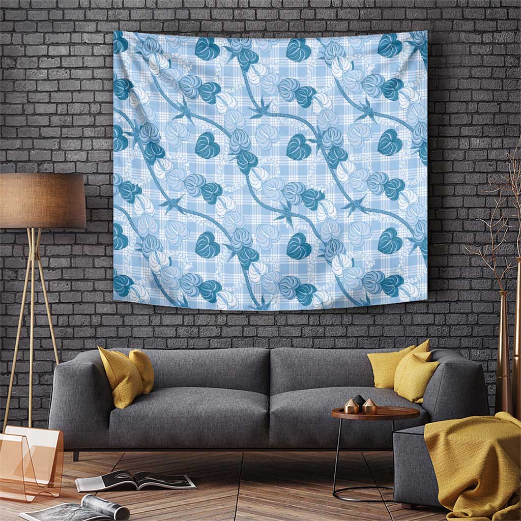 Anthurium Pikake Ti Leaf Palaka Tapestry Blue Version LT01 Blue - Polynesian Pride