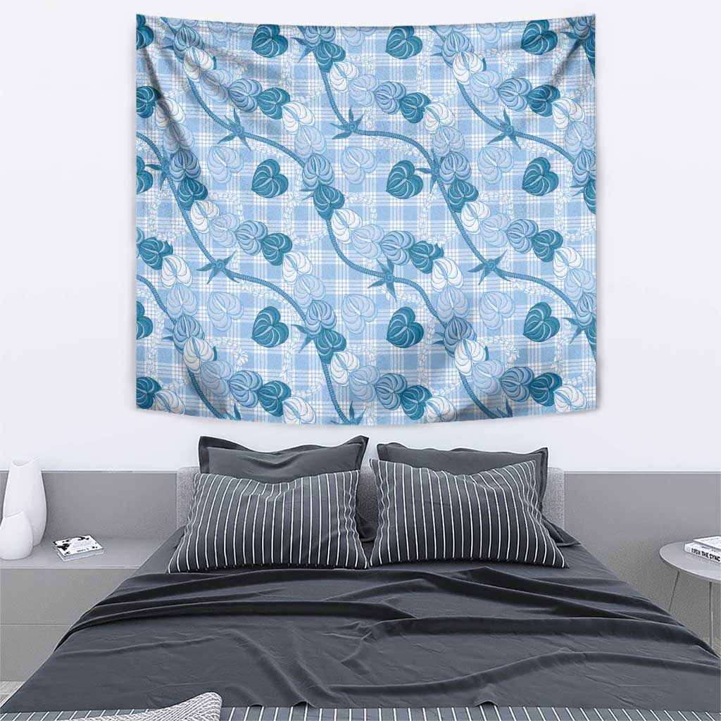 Anthurium Pikake Ti Leaf Palaka Tapestry Blue Version LT01 - Polynesian Pride
