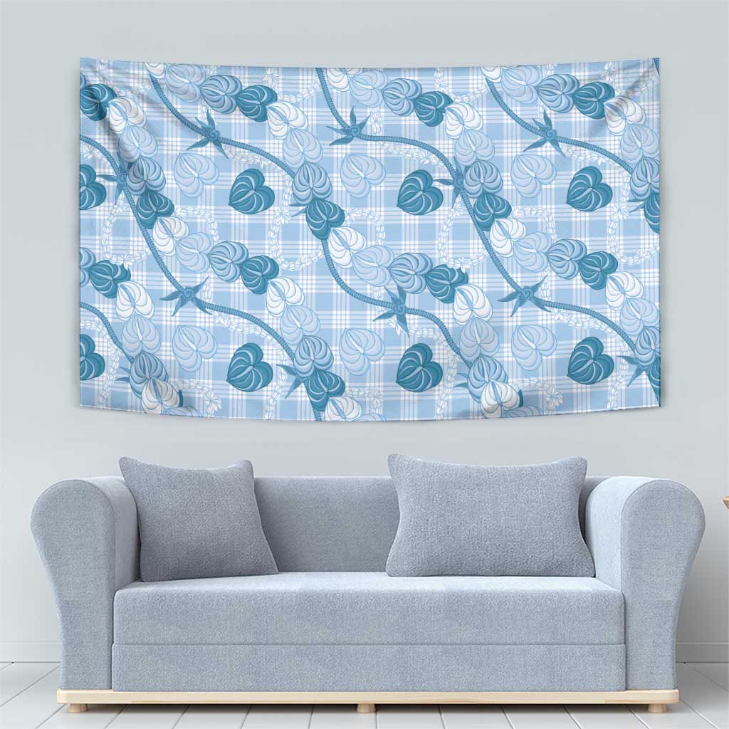 Anthurium Pikake Ti Leaf Palaka Tapestry Blue Version LT01 - Polynesian Pride