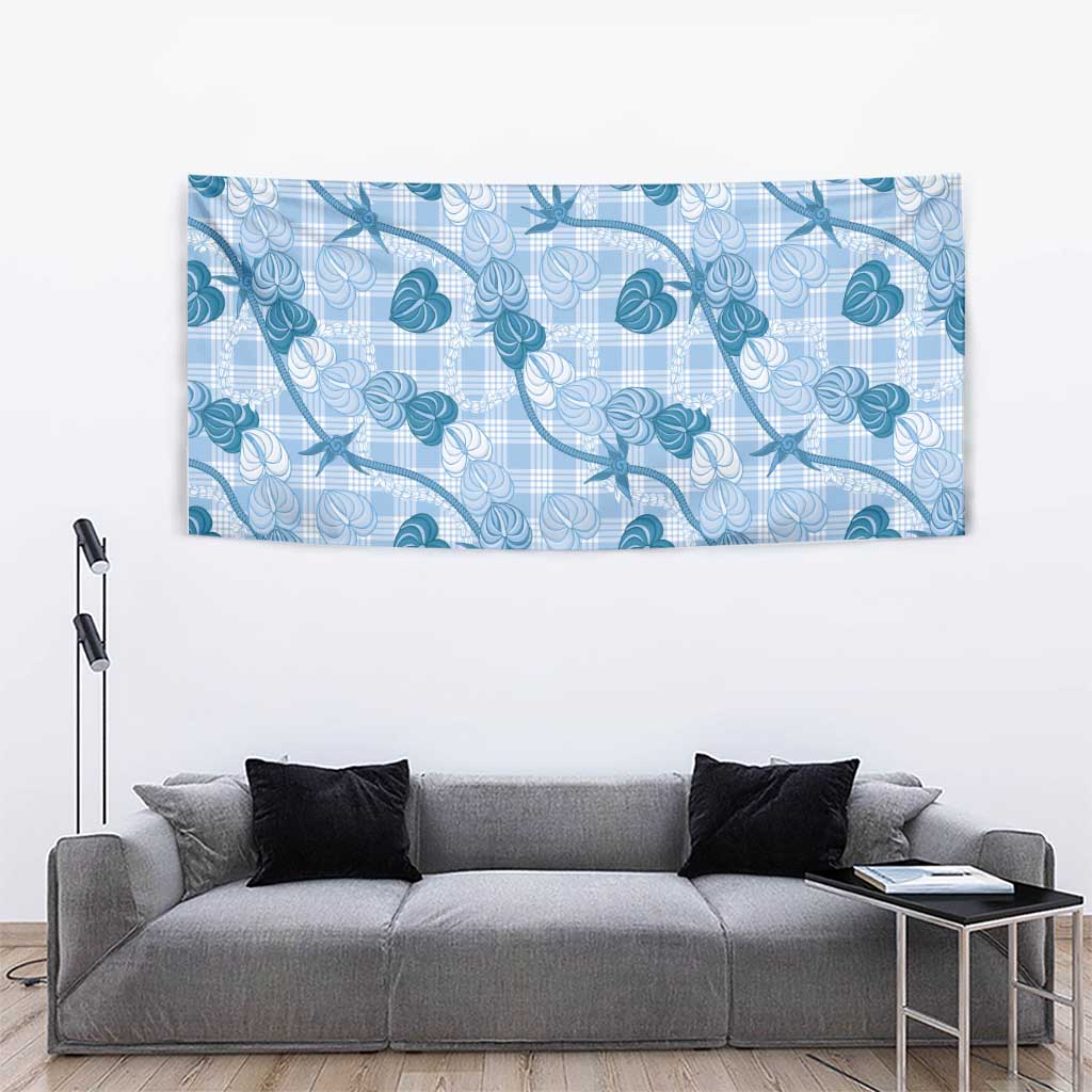 Anthurium Pikake Ti Leaf Palaka Tapestry Blue Version LT01 - Polynesian Pride