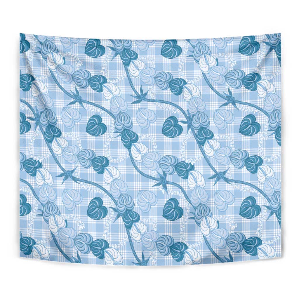 Anthurium Pikake Ti Leaf Palaka Tapestry Blue Version LT01 - Polynesian Pride