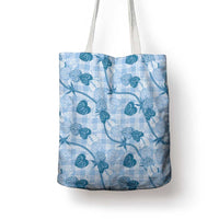 Anthurium Pikake Ti Leaf Palaka Tote Bag Blue Version LT01 - Polynesian Pride