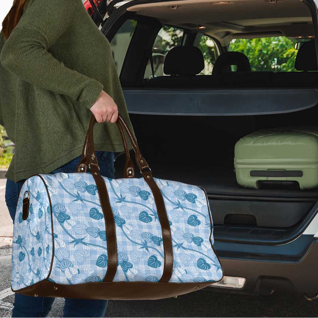 Anthurium Pikake Ti Leaf Palaka Travel Bag Blue Version LT01 - Polynesian Pride
