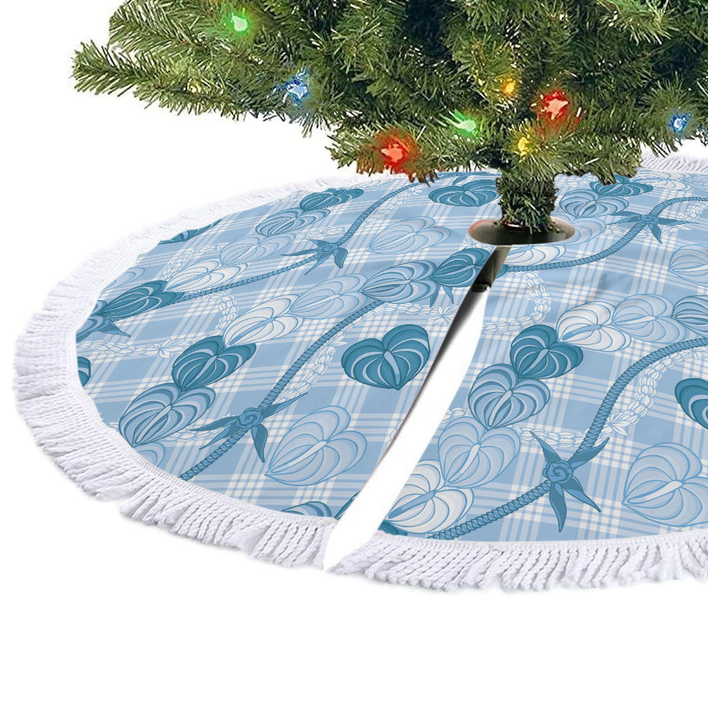 Anthurium Pikake Ti Leaf Palaka Tree Skirt Blue Version LT01 - Polynesian Pride
