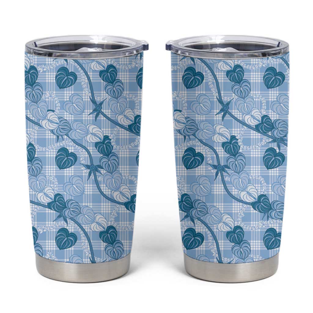 Anthurium Pikake Ti Leaf Palaka Tumbler Cup Blue Version LT01 Blue - Polynesian Pride
