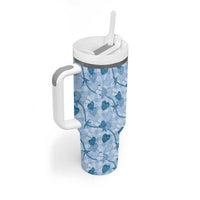 Anthurium Pikake Ti Leaf Palaka Tumbler With Handle Blue Version LT01 - Polynesian Pride