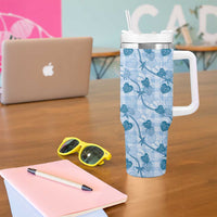 Anthurium Pikake Ti Leaf Palaka Tumbler With Handle Blue Version LT01 - Polynesian Pride