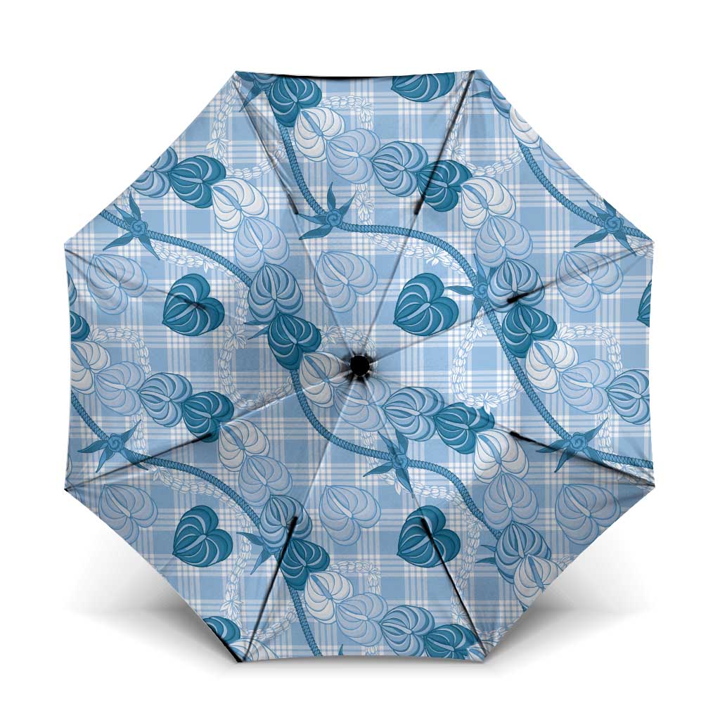 Anthurium Pikake Ti Leaf Palaka Umbrella Blue Version LT01 One Size Folded 11.42 inch Opened Diameter 37.4 inch Blue - Polynesian Pride