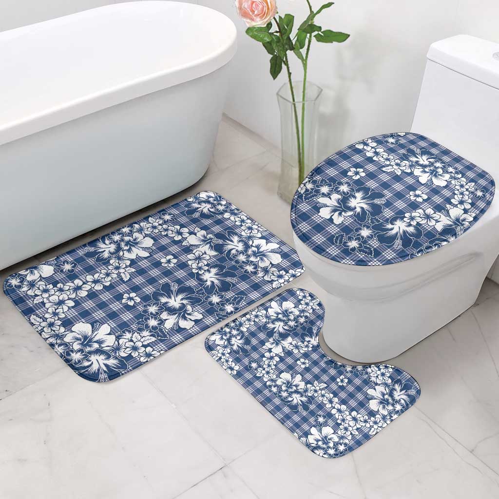 Hibiscus Pakala Cobalt Blue Royal Bathroom Set Tropical Floral Stylized LT01 - Polynesian Pride