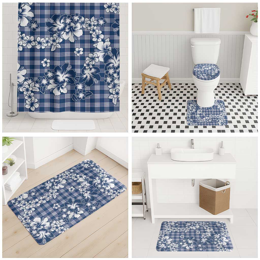 Hibiscus Pakala Cobalt Blue Royal Bathroom Set Tropical Floral Stylized LT01 - Polynesian Pride