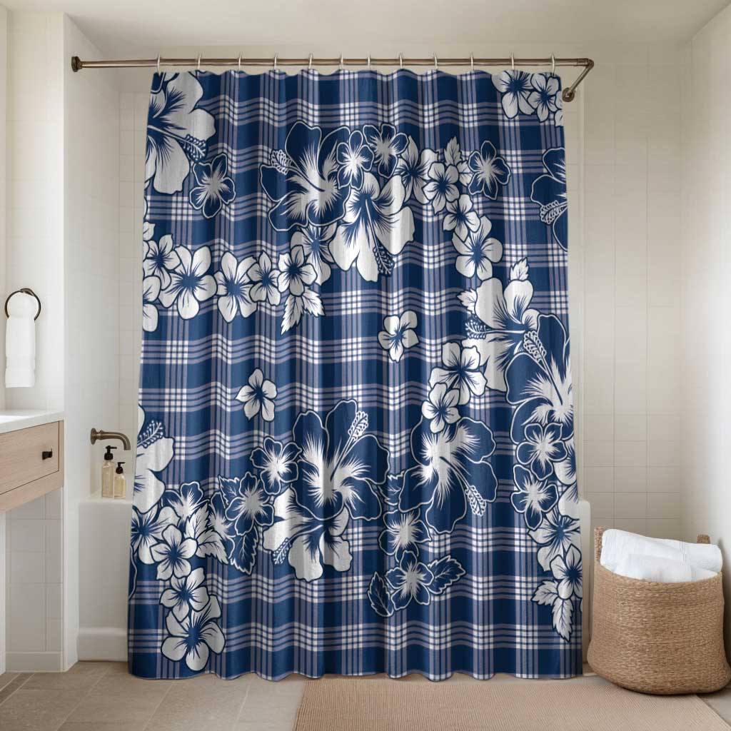 Hibiscus Pakala Cobalt Blue Royal Bathroom Set Tropical Floral Stylized LT01 Shower Curtain Only Blue - Polynesian Pride