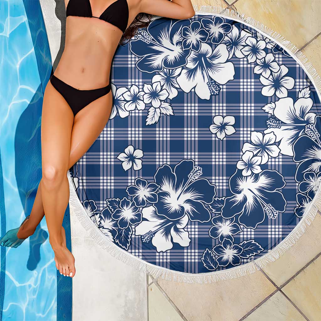 Hibiscus Pakala Cobalt Blue Royal Beach Blanket Tropical Floral Stylized LT01 - Polynesian Pride