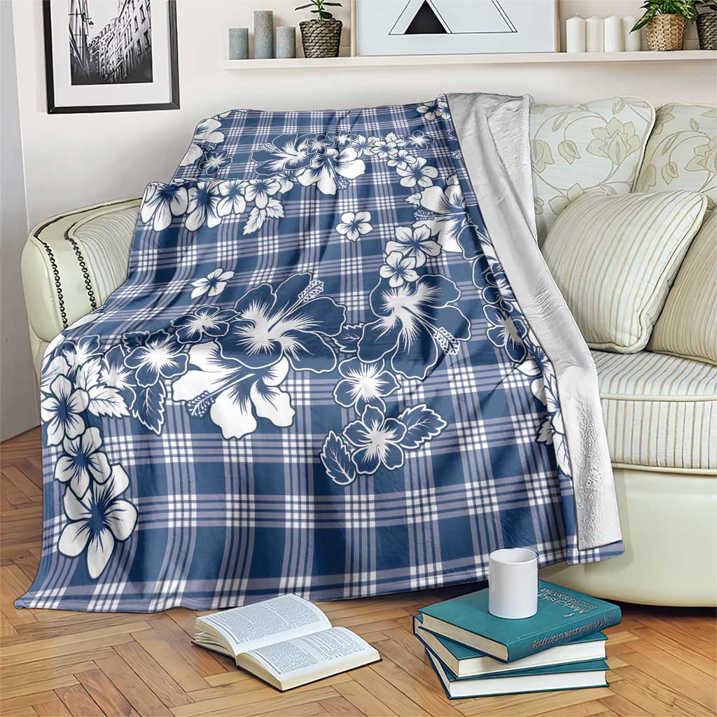 Hibiscus Pakala Cobalt Blue Royal Blanket Tropical Floral Stylized LT01 Blue - Polynesian Pride