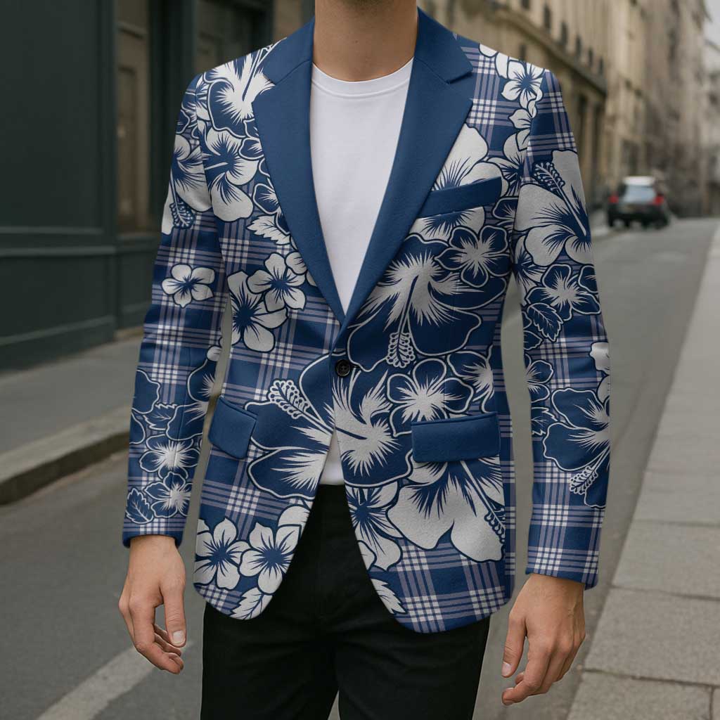 Hibiscus Pakala Cobalt Blue Royal Blazer Tropical Floral Stylized LT01 - Polynesian Pride