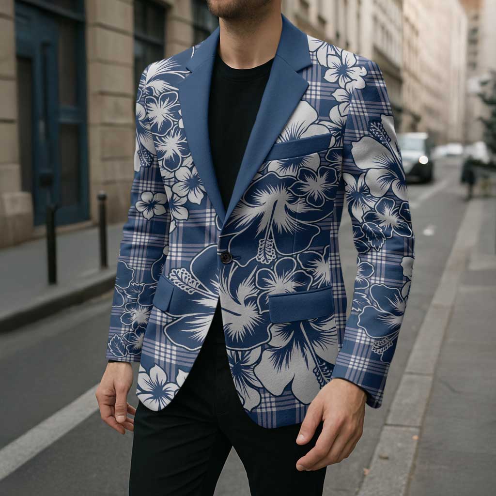 Hibiscus Pakala Cobalt Blue Royal Blazer Tropical Floral Stylized LT01 - Polynesian Pride
