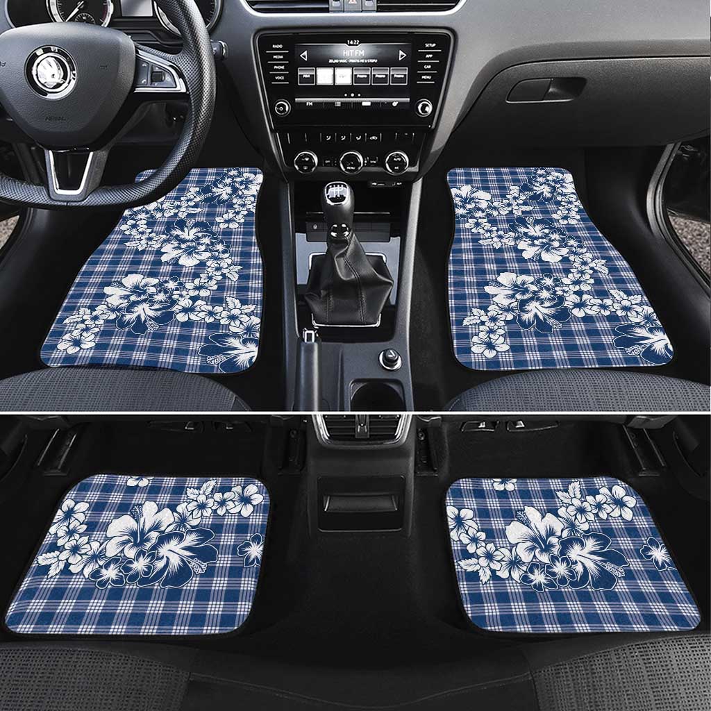 Hibiscus Pakala Cobalt Blue Royal Car Mats Tropical Floral Stylized LT01 Set 4pcs Blue - Polynesian Pride