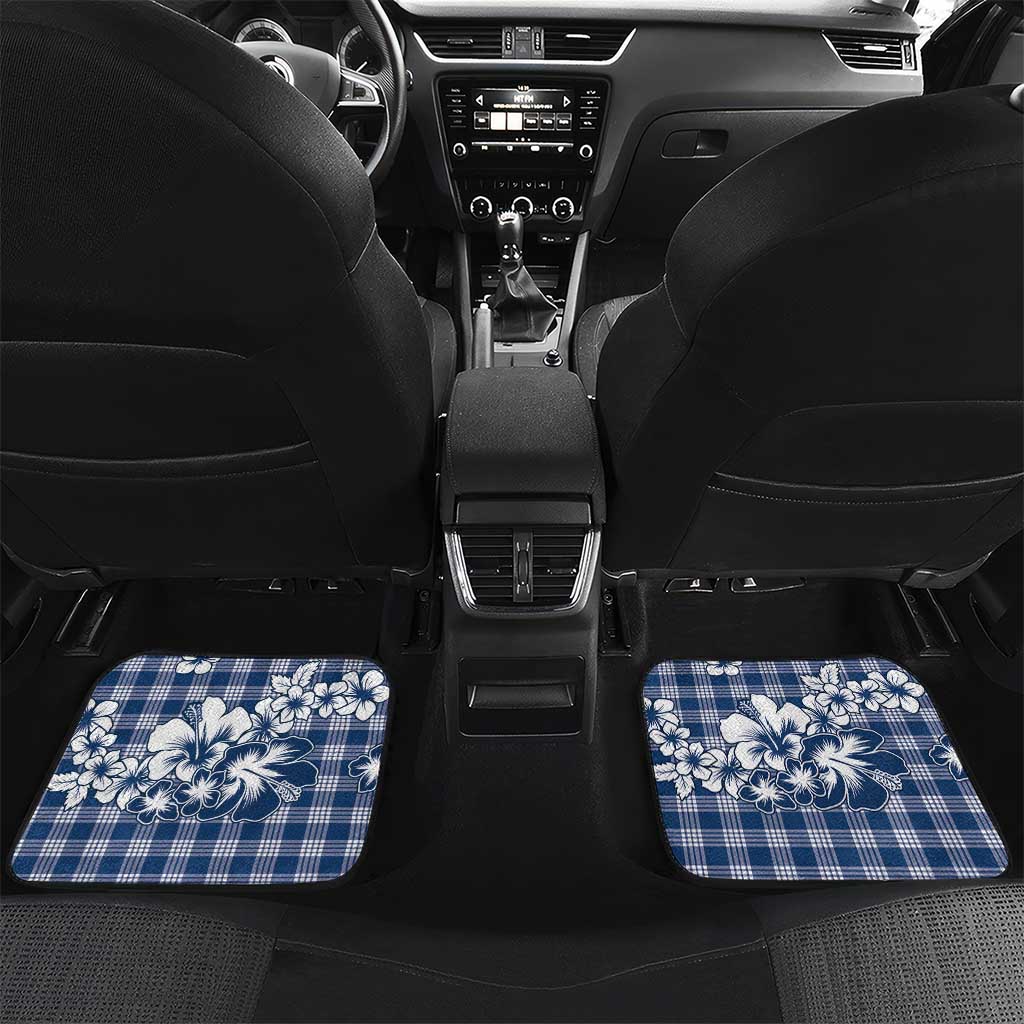 Hibiscus Pakala Cobalt Blue Royal Car Mats Tropical Floral Stylized LT01 Set 2pcs - Back Blue - Polynesian Pride